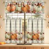 Fall Thanksgiving Kitchen Curtains Valances and Tiers 3 Piece Set,Orange,White,Green,Pumpkin
