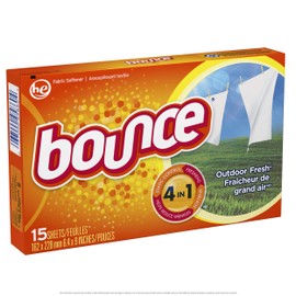 Bounce Outdoor Fresh Scented Fabric Softener Dryer Sheets, 15 Count