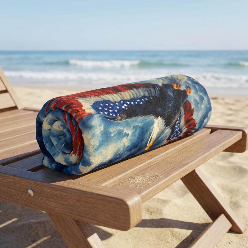 4th of July Bald Eagle Beach Towel Microfiber Beach Towel,