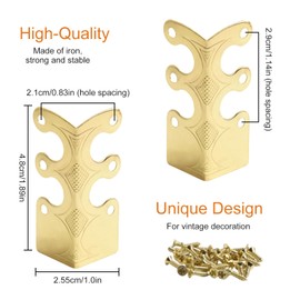 6Pcs Skiffers Baseboard Corner Protectors, Rustic Vintage Metal Corner Guard, Decorative Baseboard Shield, Brass Skirting Board Protection, Antique Bronze Furniture Edge Protector (Gold)