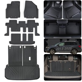SANBAN-AXE Floor Mats & Trunk mat For 2013-2019 2020 Nissan Pathfinder 2013 Infiniti JX35 2014-2020 Infiniti QX60 TPE All Weather Protection 3 Rows Car Floor Liners & Cargo Liners With Velcro Backrest