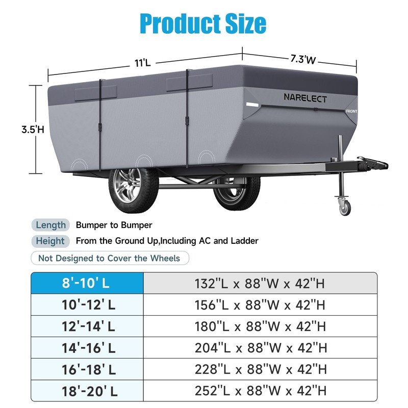 Pop up Camper Cover 12'-14' Tent Trailer Cover 7 Layers
