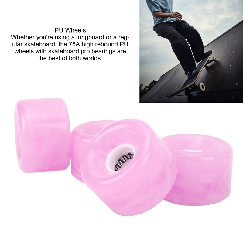 4Pcs Skateboard Wheel Set Replacement 78A Hardness PU Translucent Flashing