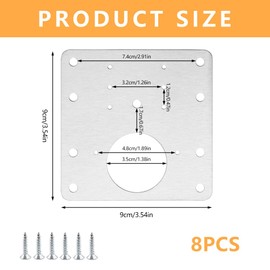 Satiskid Pack of 8 Hinge Repair Plates, Kitchen Hinge Repair Plates with Screws, Stainless Steel Hinge Repair Plate Kit for Kitchen Cabinet, Cabinet, Wardrobe