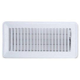 IMPERIAL GROUP USA 413W4X10 4" x 10", White Floor Register, Painted Stamped Steel, Adjustable. Damper, Lay In Design