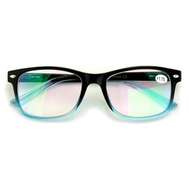 V.W.E. Rectangular Lightweight Reading Glasses - Anti-Reflective Coating - Spring Hinge Reader AR (Blue, 3.00)