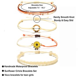 String Wave Anklet Bracelets for Women Mountain Strand Braided Rope Sunflower Waterproof String Anklets Bracelet Set for Teen Girls Summer Beach Jewelry… (Mountain)