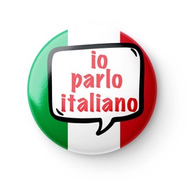 I Speak Italian Pinback Buttons | Italy Button | io parlo italiano | I Speak Italian 2.25” Circle Button