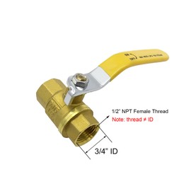 BesNPT Brass 1/2" NPT Female Shut-Off Ball Valve and 1/2" NPT Male Nipple Connector for Water Fuel Air
