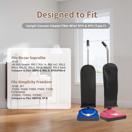 10 Pack Type F HEPA Vacuum Bags Compatible with Riccar Supralite R10E, Rsl1, Rsl1a, Ral1ac, Rsl2, Rsl3, Rsl3c, Rsl4, Rsl5, Rsl5c & Simplicity Freedom F3600, F3500, F3400, F3300, SF1 Uprights Vacuums