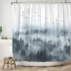 Leowefowa Misty Forest Shower Curtain Grey Smoky Foggy Mountain Curtain