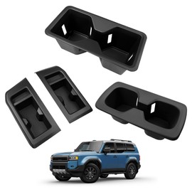 HUYINPJ Cup Holder Compatible with Toyota Land Cruiser 250 Prado J250 LC250 2024 2025 Accessories Insert Rear Seat Cup Holder Center Console Inserts Black (Center Console+2 Row+3 Row)