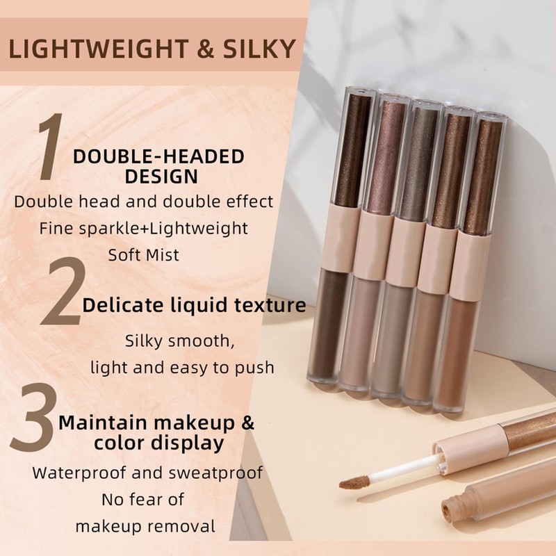 MiaSarah Rosy Brown Liquid Eyeshadow Matte Double Ended Glitter Metallic