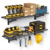 Jusgym 2 Pack Garage Wall Shelving with 4 Hooks, 1x4ft,