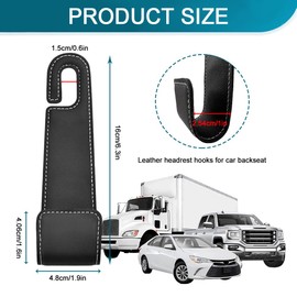 HQRNYP 2PCS Car Seat Headrest Hook, Purse Hook for Car, Microfiber Leather Auto Seat Holder, Auto Multifunctional Adjustable Headrest Storage Hanger for Hanging Clothes Purse and Bags (Black)