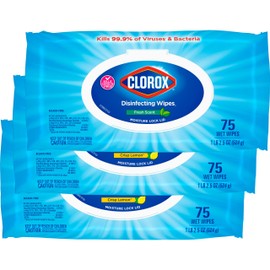 Clorox Disinfecting Wipes, Bleach Free Cleaning Wipes, Household Essentials, Dorm Room Essentials, 75 Wipes, Pack Of 3, Fresh Scent (Package May Vary)
