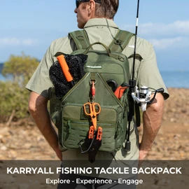KastKing KarryAll Fishing Tackle Backpack with Rod Holder 4 Tackle Boxes,40/26L Tackle Bag Storage Fishing Gear and Equipment,Green,Medium