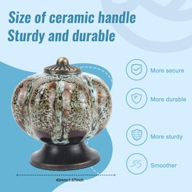 Homefantasy 4 Pieces Ceramic Door Handles, Pumpkin Ceramic Furniture Knob, Ceramic Knobs for Furniture with Screws, Furniture Decoration Handle Accessories, Cabinet Door Knobs, Drawer Handles