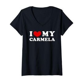 I Love My Carmela, I Heart My Carmela V-Neck T-Shirt