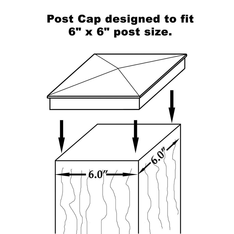 Nuvo Iron Pyramid Post Cap, 6" x 6",Black