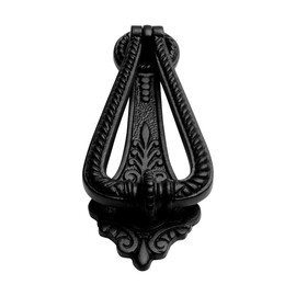 Renovators Supply Manufacturing Door Knockers for Front Door 7 in. Black Cast Iron Georgian Style Door Knocker with Mounting Hardware