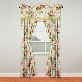 Waverly Emma's Garden Modern Farmhouse Floral Rod Pocket Valance for Windows in Bedroom, Kitchen, or Living Room, 52" x 18", Blossom
