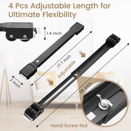 Menkxi 4 Pack Appliance Rollers for Washer and Dryer Heavy Duty Appliance Sliders for Kitchen Appliances Max 28 Inch Extendable Furniture Mover for Washing Machines Dryers Refrigerators(Black)