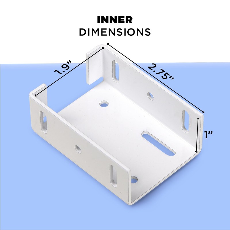 Heavy Duty 2-3/4 inches Rails Brackets Kit, White Alluminum Fence