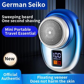 2025 New Fast Charging Digital Display Mini Shaver with Mirror, Waterproof Shaver Electric Beard Trimmer,  USB Rechargeable Powerful Storm Shaver for Men, Portable Mini Electric Razor Beard Trimmer - COLOR: Gradient Blue