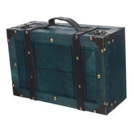 SAFIGLE Wooden Storage Chest: Vintage Jewelry Box Decorative Keepsake Box Pirate Trinket Organizer for Organizing Documents and Valuables