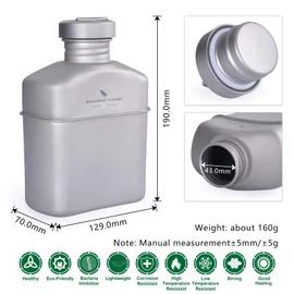 Boundless Voyage Titanium Military Canteen Outdoor Camping Hiking Water Bottle Mess Kit (Ti15158A (No Cups))