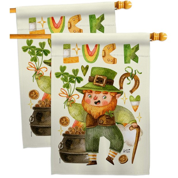 Leprechaun Luck House Flags 2 pcs Pack Springtime St Patrick