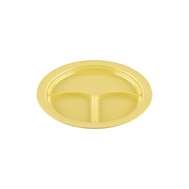 G.E.T. CP-531-Y-EC Heavy-Duty 3 Compartment Plastic Divided Compartment Plates, Deep Sided, 10", Yellow (Set of 4)