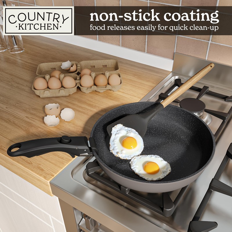 Country Kitchen Cookware Set with Removable Handle, Oven & RV