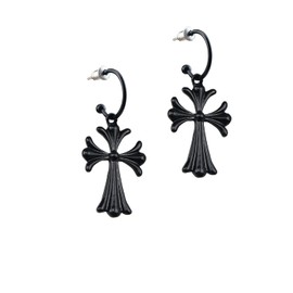 Cross Earrings Ladies Pendant Earrings Teen Girls Bar Party Gift Jewelry (Black)