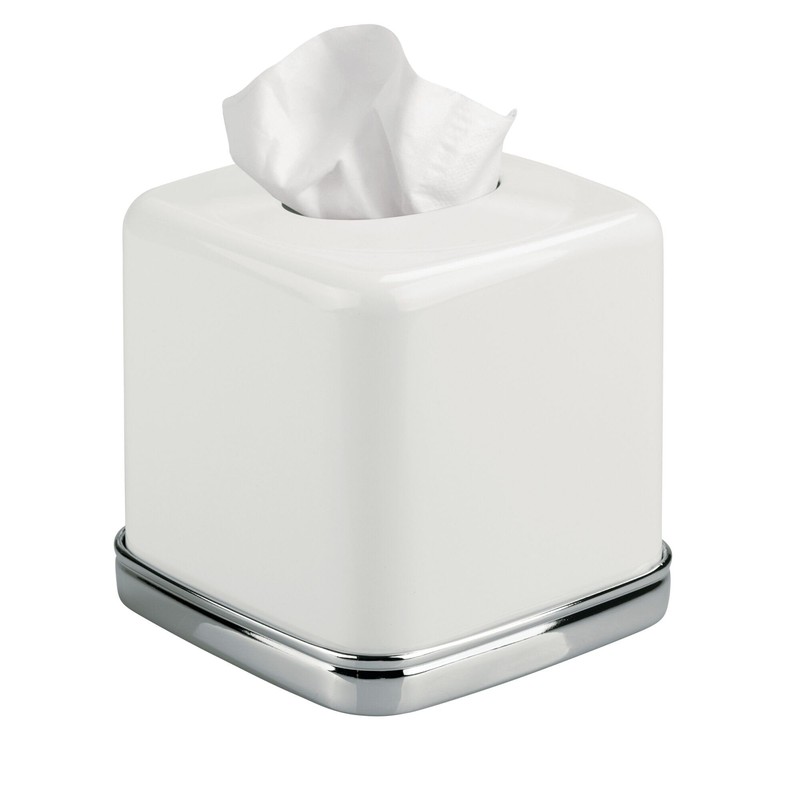 iDesign Square Tissue Box Cover for Bathroom Vanity, Countertop, or