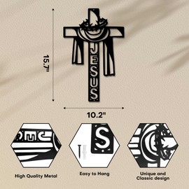 Rajukit Stunning Christian Wall Art Collection - Premium Metal Cross Wall Decor, Ideal Metal Cross Wall Crosses For Home Decor With Diverse Wall Crosses For A Warm Atmosphere-Jesus