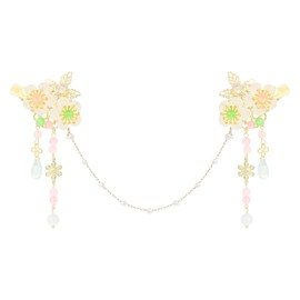 yueton 1 Pack Chinese Style Forehead Head Chain Hair Clips Cute Flower Hairpin Retro Hair Clips Delicate Hanfu Accessories