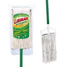 Libman Household Wet Mop Cotton Blend Cut End Steel Handle Green White