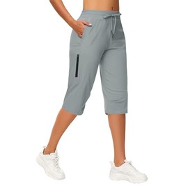 Women's Long Shorts 15" Below The Knee Capri Hiking Shorts Quick Dry Lightweight Outdoor Casual Crop Pants Cargo