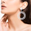 Large Circle Pearl Statement Earrings, Elegant Rhinestone and Pearl Cluster