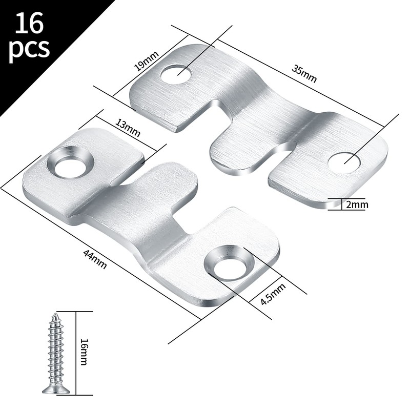 16 Pcs Flush Mount Brackets, Interlocking Photo Frame Hooks Brackets,