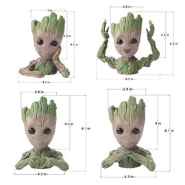 Baby Groot Flowerpot Tree Man Planter Flower Pot with Drainage Hole Pencil Pen Holder,Diligencer Office Party Ornament Christmas Birthday Gift Planter 6