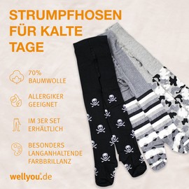 wellyou Tights for Boys, Baby Tights / Children's Tights Baby/Children Skull and Camouflage Pattern, Set of 3 - Black , size: 74_80