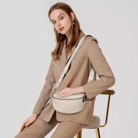 TAN.TOMI Umhängetasche Damen Bauchtasche Damen Leder, Crossbody Bag Damen Breiter Gurt, Damen-Umhängetaschen Bauchtasche Damen Stylisch, Gürteltasche Damen Elegante