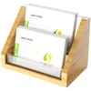 Sleek Bamboo Acrylic Business Card Holder for Reception, Office Desk,