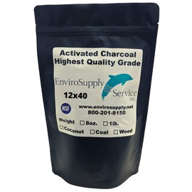 EnviroSupply Granular Activated Charcoal, 12x40 Mesh Size Coconut Shell Bulk Activated Carbon for Water Filtration, Aquariums, Fish Ponds, Potable Water and Beverage Manufacture