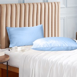 Evolive Ultra Soft Brushed Microfiber Standard Size 20"x30" Pillowcases Pair Set of 2 with Envelope Closure (20"x30" Standard, Light Blue)