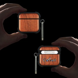 Carveit Wooden Case for AirPods 3 Case (2021, 3rd Generation), Wood Artisan Engraved & TPU Shockproof Cover, Titanium Quick Released Clasp (Natural Grain) Rosy