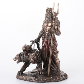 Veronese Design 6 1/2 Inches Hades Greek God of The Underworld with Cerberus Cold Cast Resin Bronze Finish Statue
